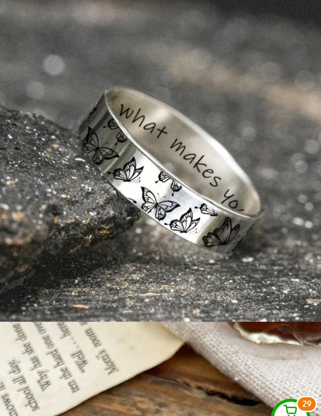 Engraved Butterfly Ring