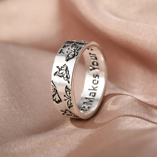 Engraved Butterfly Ring