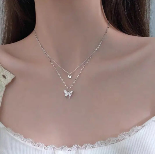 Double Butterly Layered Necklace