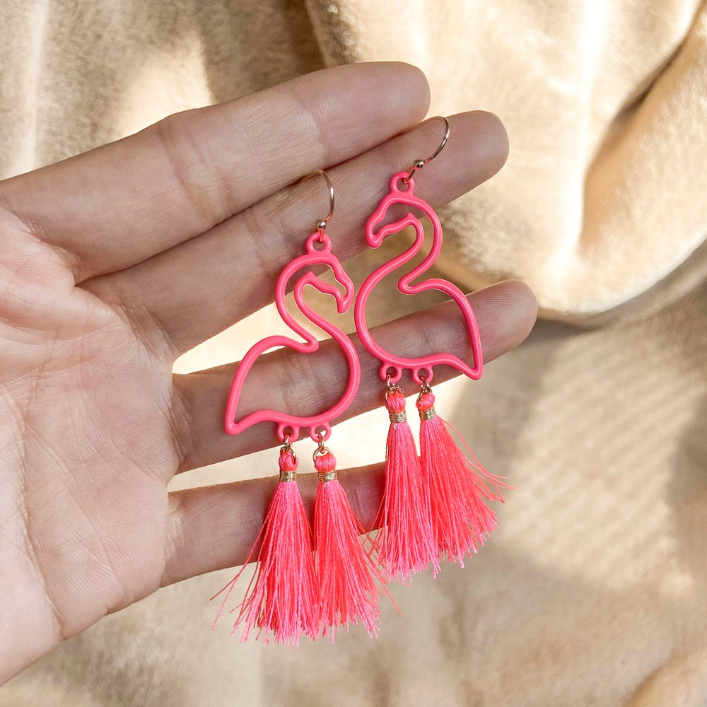 Flamingo Tassel Earrings