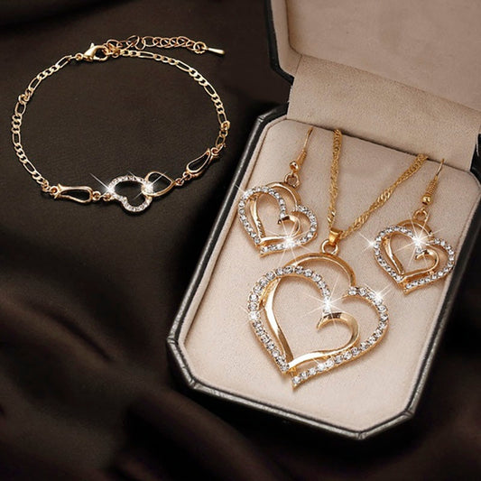 Double Heart Necklace Set