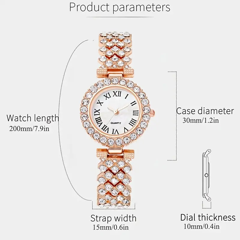 2-pc Quartz Watch and Rhinestone Bracelet Set