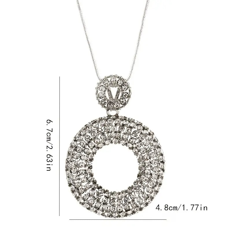 Double Hollow Rhinestone Necklace