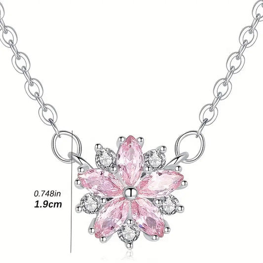 Pink Cherry Blossom Rhinestone Jewelry