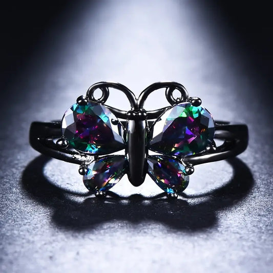 Vintage Black Butterfly Ring