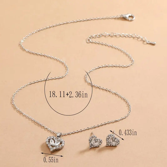 3-pc Rhinestone Hearts Jewelry Set