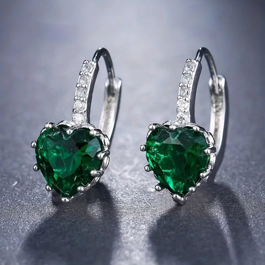 Heart CZ Huggie-Style Earrings