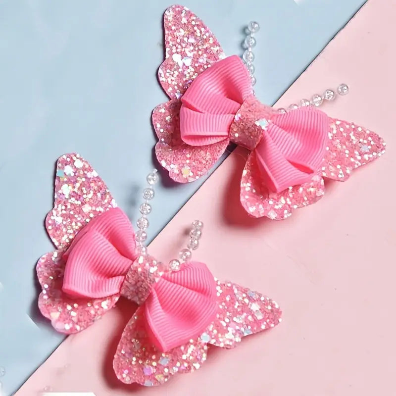 2pcs Sequin Butterfly Bow Hair Clips