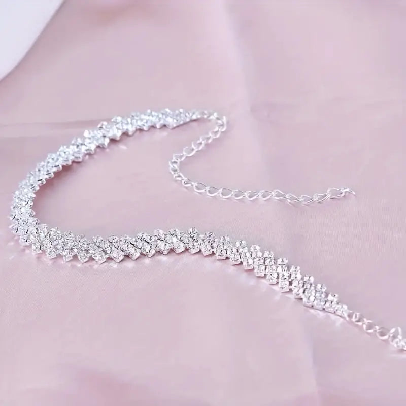 Quad Row Rhinestone Anklet