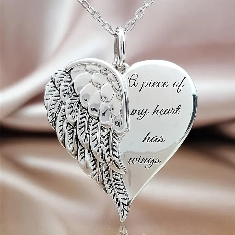 Angle Wing Memorial Heart Necklace